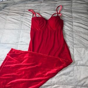 Red velvet dress